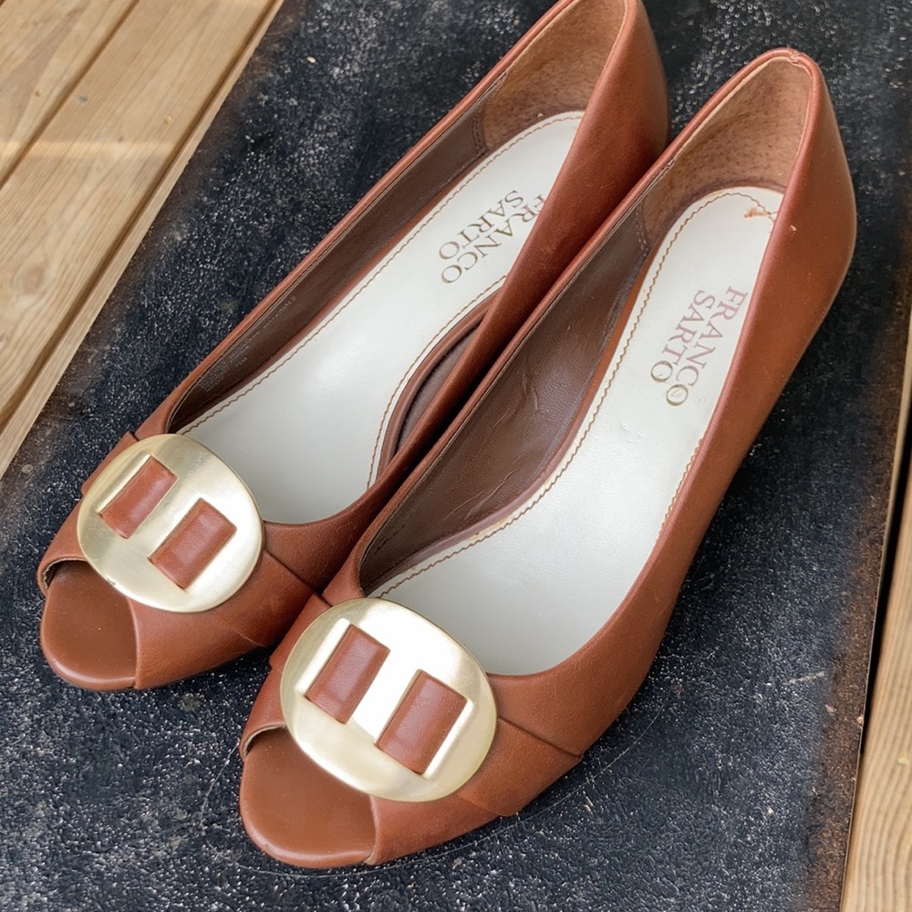 Franco Sarto women’s Brown Buckle kitten heel 7.5 - Picture 10 of 13